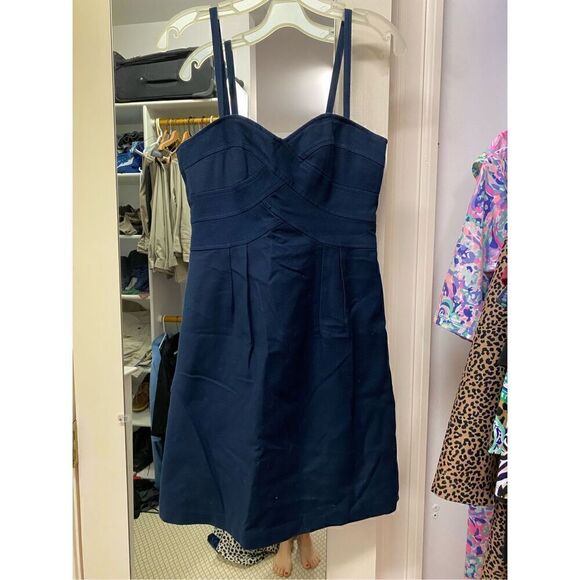 Nanette Lepore Sweetheart Mini Dress Navy Convertible Spaghetti Strap - Picture 1 of 6